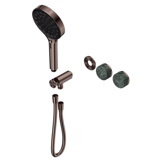 SERENITY PROGRESSIVE SHOWER SYSTEM WITH VERDE ALPI HANDLE AND SERENITY HAND SHOWER TRIM KIT ONLY BRUSHED BRONZE