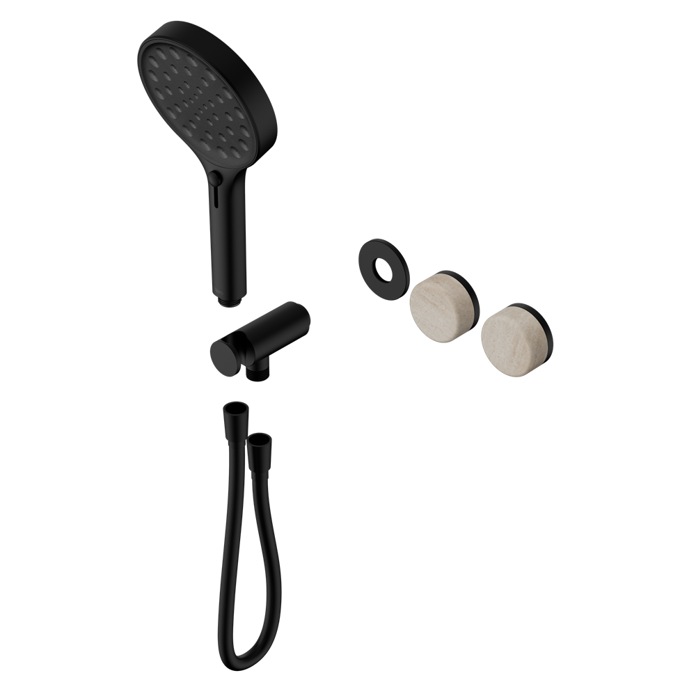SERENITY PROGRESSIVE SHOWER SYSTEM WITH ROME TRAVERTINE HANDLE AND SERENITY HAND SHOWER TRIM KIT ONLY MATTE BLACK