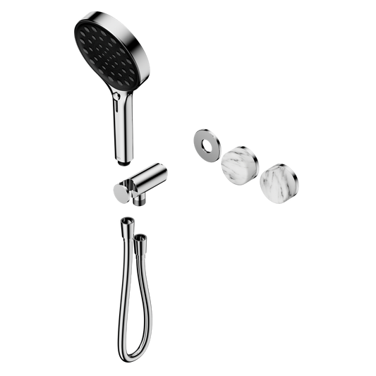 SERENITY PROGRESSIVE SHOWER SYSTEM WITH ARABESCATO CORCHIA HANDLE AND SERENITY HAND SHOWER TRIM KIT ONLY CHROME