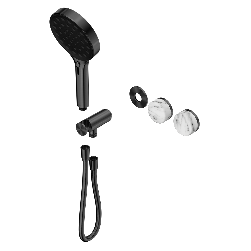 SERENITY PROGRESSIVE SHOWER SYSTEM WITH ARABESCATO CORCHIA HANDLE AND SERENITY HAND SHOWER TRIM KIT ONLY GUN METAL