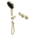 SERENITY PROGRESSIVE SHOWER SYSTEM WITH METAL HANDLE AND SERENITY HAND SHOWER TRIM KIT ONLY BRUSHED GOLD