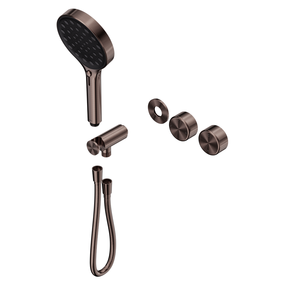 SERENITY PROGRESSIVE SHOWER SYSTEM WITH METAL HANDLE AND SERENITY HAND SHOWER TRIM KIT ONLY BRUSHED BRONZE