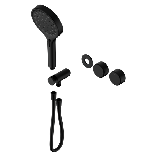SERENITY PROGRESSIVE SHOWER SYSTEM WITH METAL HANDLE AND SERENITY HAND SHOWER TRIM KIT ONLY MATTE BLACK
