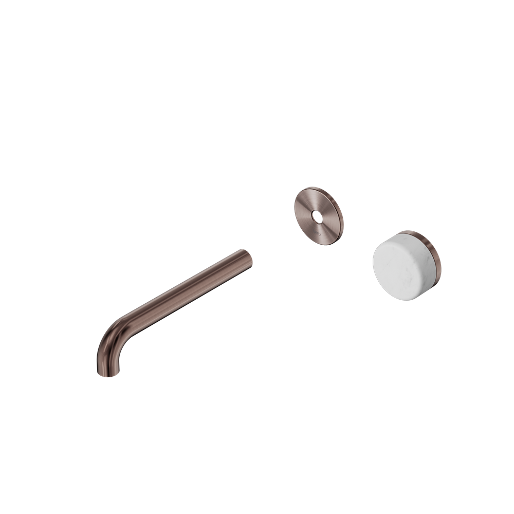 SERENITY PROGRESSIVE WALL BASIN MIXER 160/185/220MM SPOUT WITH CARRARA HANDLE TRIM KIT ONLY BRUSHED BRONZE