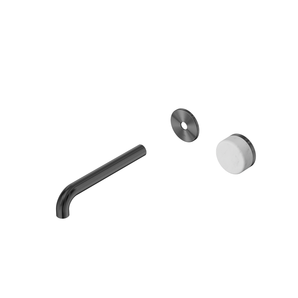 SERENITY PROGRESSIVE WALL BASIN MIXER 160/185/220MM SPOUT WITH CARRARA HANDLE TRIM KIT ONLY GUN METAL