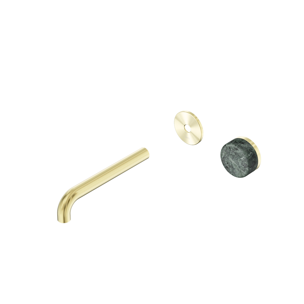 SERENITY PROGRESSIVE WALL BASIN MIXER 160/185/220MM SPOUT WITH VERDE ALPI HANDLE TRIM KIT ONLY BRUSHED GOLD