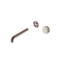 SERENITY PROGRESSIVE WALL BASIN MIXER 160/185/220MM SPOUT WITH ROME TRAVERTINE HANDLE TRIM KIT ONLY BRUSHED BRONZE