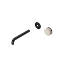 SERENITY PROGRESSIVE WALL BASIN MIXER 160/185/220MM SPOUT WITH ROME TRAVERTINE HANDLE TRIM KIT ONLY MATTE BLACK