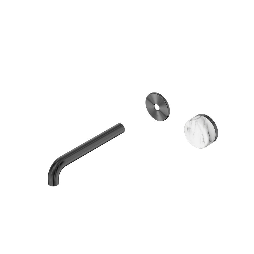 SERENITY PROGRESSIVE WALL BASIN MIXER 160/185/220MM SPOUT WITH ARABESCATO CORCHIA HANDLE TRIM KIT ONLY GUN METAL