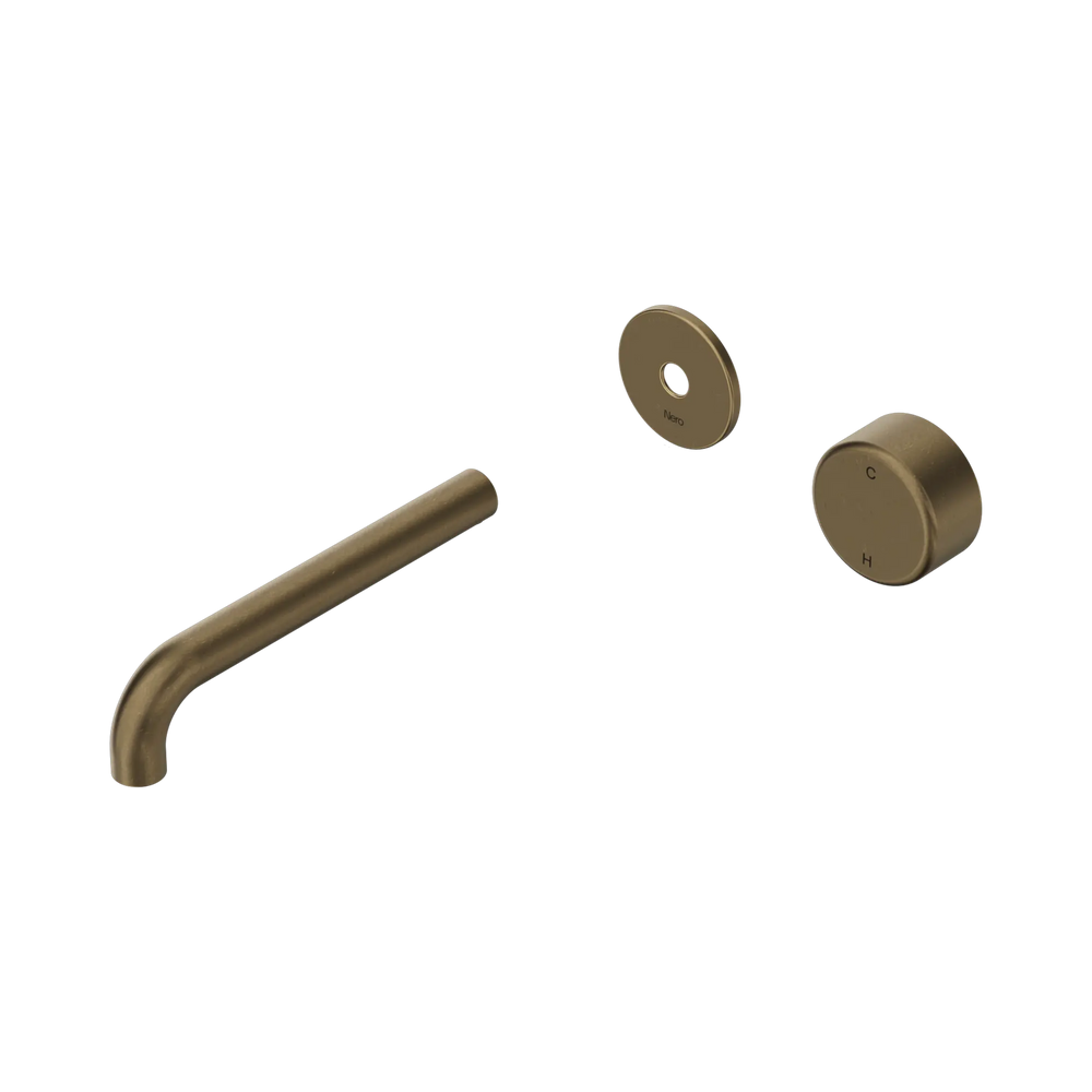 Serenity Progressive Wall Basin Mixer 185/220mm Spout With Metal Handle Trim Kit Only Tumbled Antique Brass
