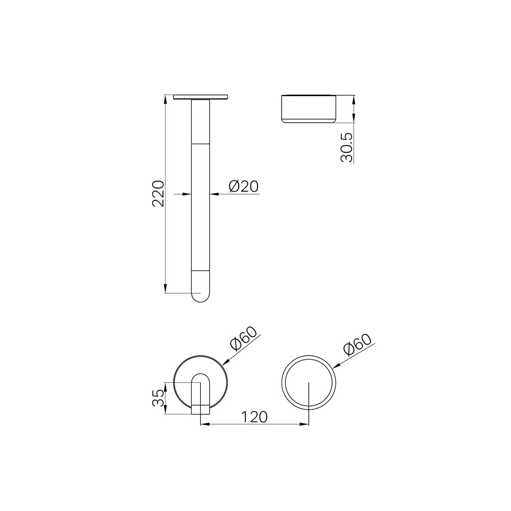 Serenity Progressive Wall Basin Mixer 185/220mm Spout With Metal Handle Trim Kit Only Tumbled Antique Brass