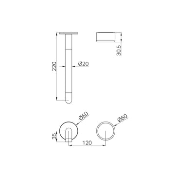 Serenity Progressive Wall Basin Mixer 185/220mm Spout With Metal Handle Trim Kit Only Tumbled Antique Brass