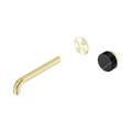 Serenity Progressive Wall Basin Mixer Spout With Marquina Black Handle Trim Kit Only Brushed Bronze Gold