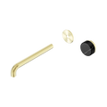 Serenity Progressive Wall Basin Mixer Spout With Marquina Black Handle Trim Kit Only Brushed Bronze Gold