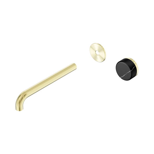 Serenity Progressive Wall Basin Mixer Spout With Marquina Black Handle Trim Kit Only Brushed Bronze Gold