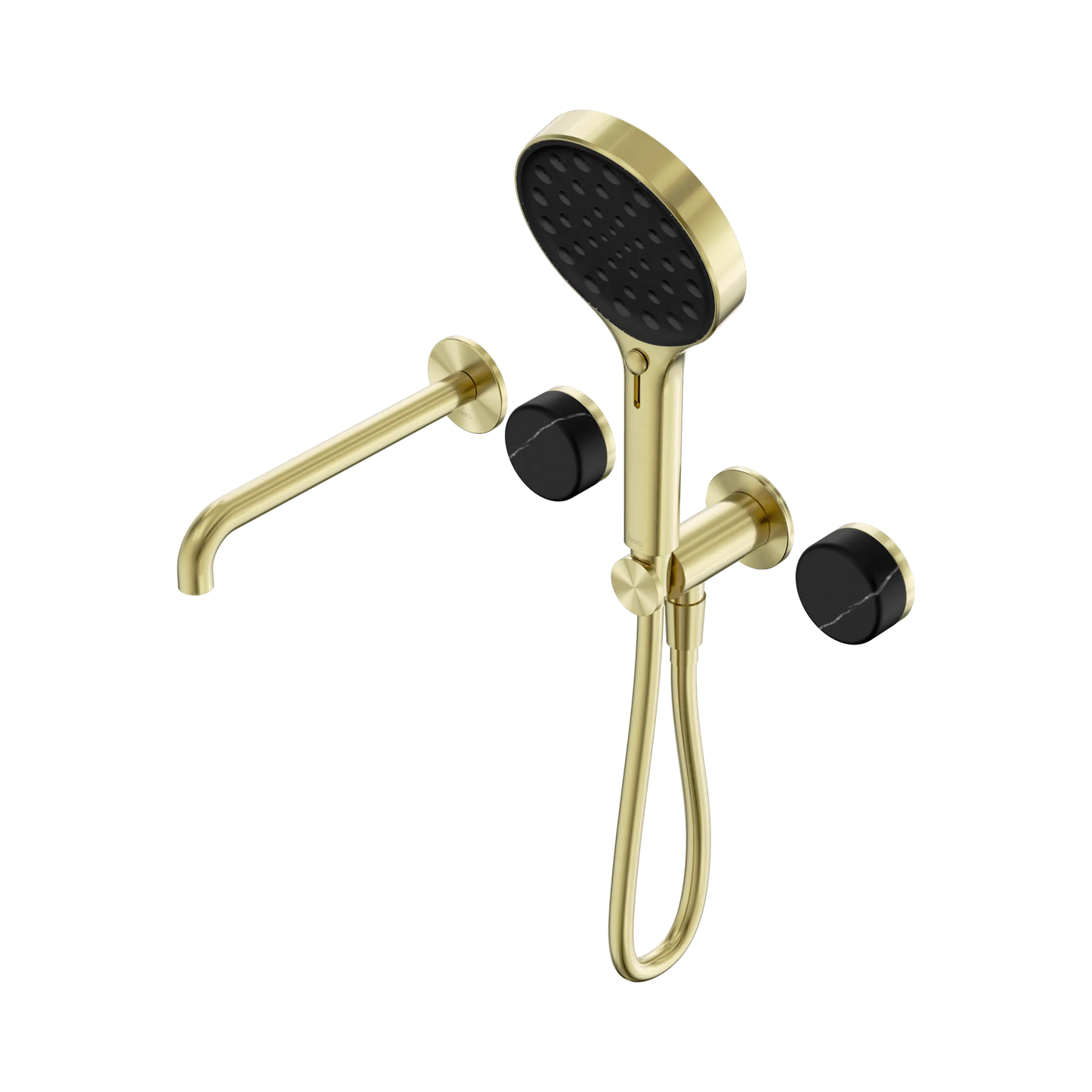 Serenity Progressive Shower System With Spout With Marquina Black Handle And Serenity Hand Shower