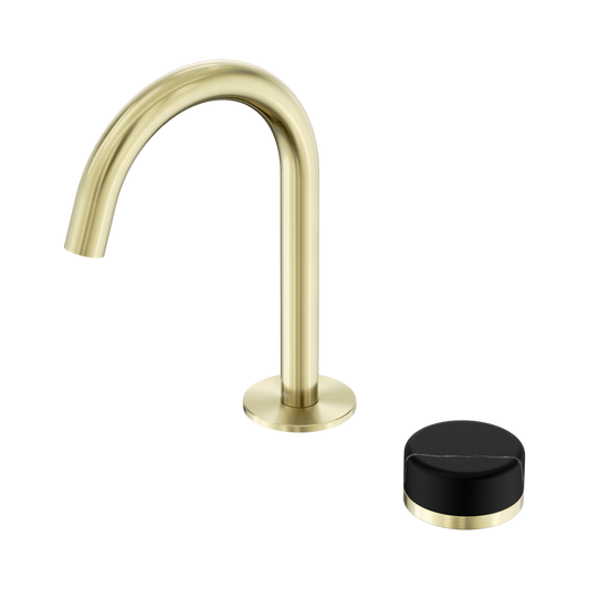 SERENITY PROGRESSIVE BASIN MIXER ARC SPOUT WITH MARQUINA BRUSHED GOLD
