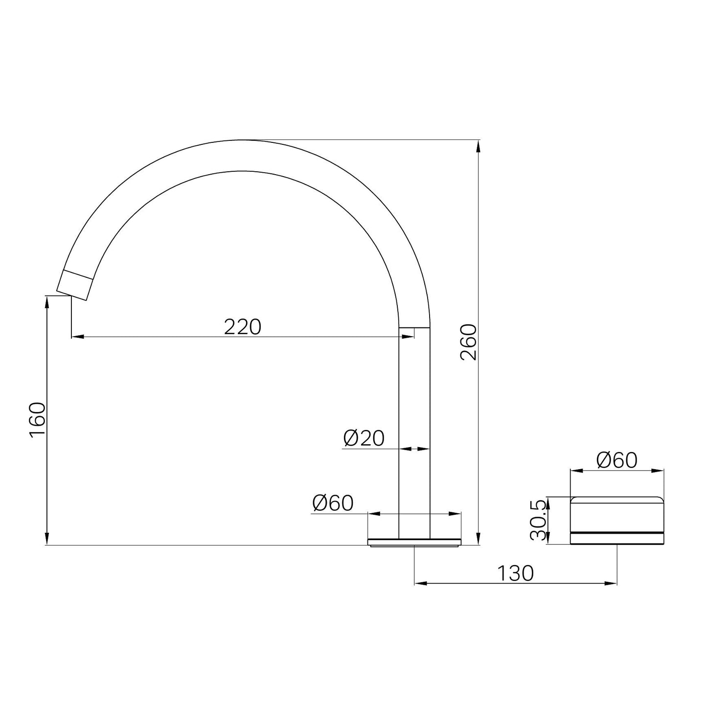 SERENITY PROGRESSIVE BATH/KITCHEN MIXER ARC SPOUT WITH MARQUINA MATTE BLACK