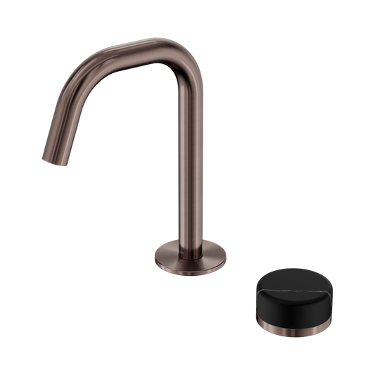 SERENITY PROGRESSIVE BASIN MIXER EDGE SPOUT WITH MARQUINA BRUSHED BRONZE