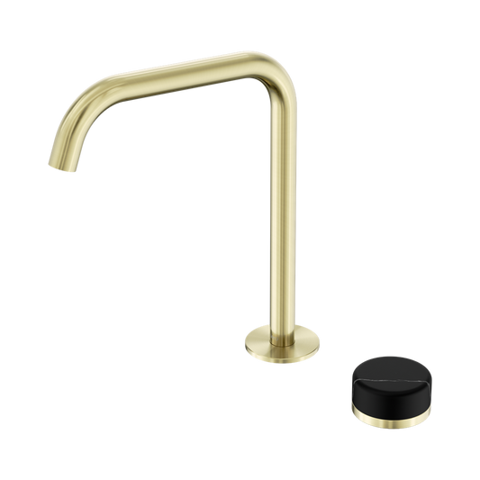 SERENITY PROGRESSIVE BATH/KITCHEN MIXER EDGE SPOUT WITH MARQUINA BRUSHED GOLD