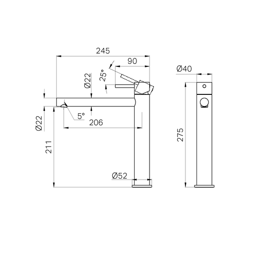 DOLCE II TALL BASIN MIXER GUN METAL