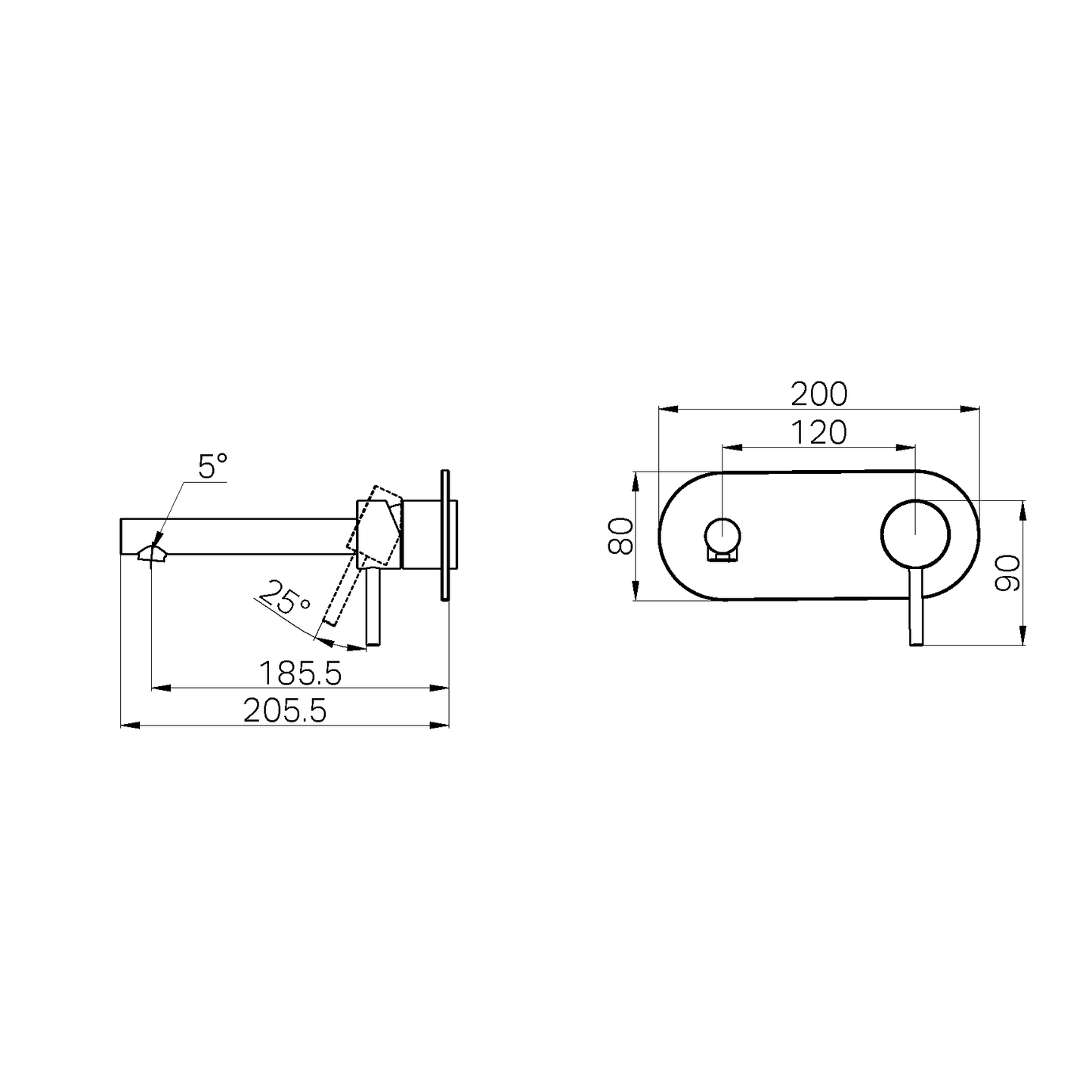 DOLCE II WALL BASIN/BATH MIXER TRIM KITS ONLY BRUSHED NICKEL