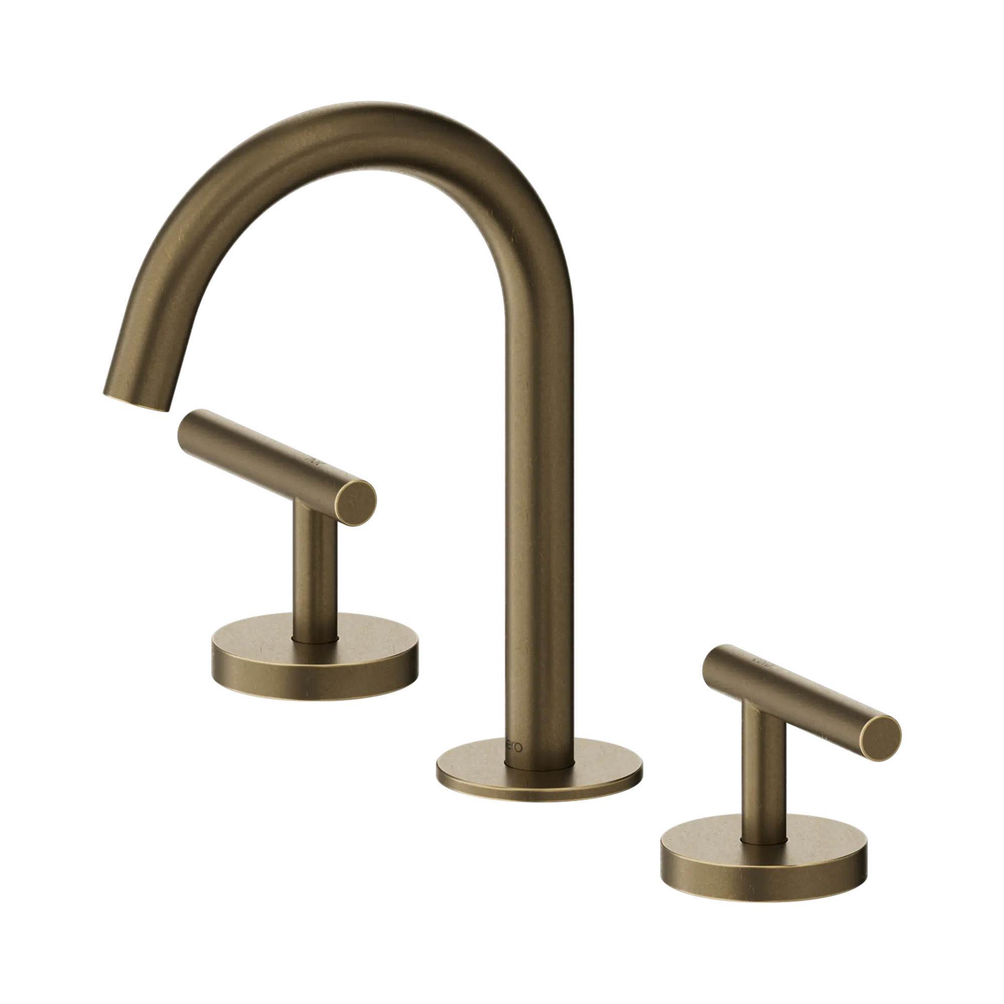 Mecca Lever Basin Set Arc Spout Tumbled Antique Brass