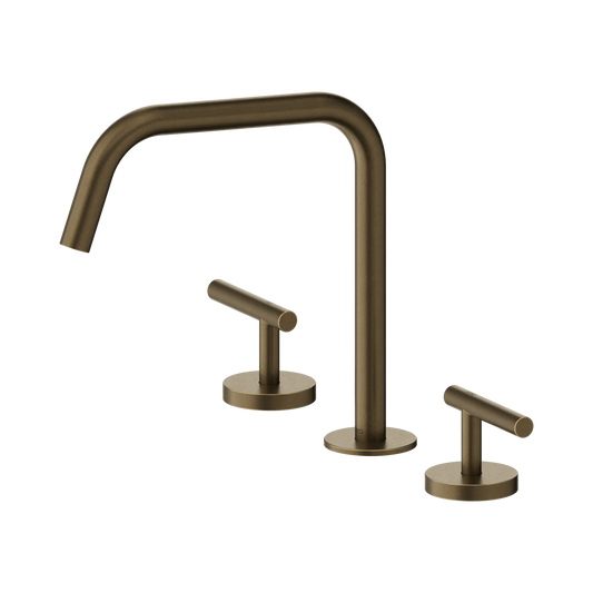 Mecca Lever Bath/Kitchen Set Edge Spout II Tumbled Antique Brass