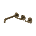 Mecca Lever Wall Basin/Bath Set 185/220mm Offset Spout Tumbled Antique Brass