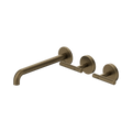Mecca Lever Wall Basin/Bath Set 185/220mm Offset Spout Tumbled Antique Brass