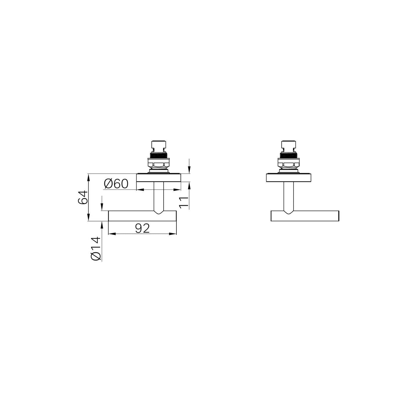 Mecca Lever Wall Top Assemblies Rome Bronze