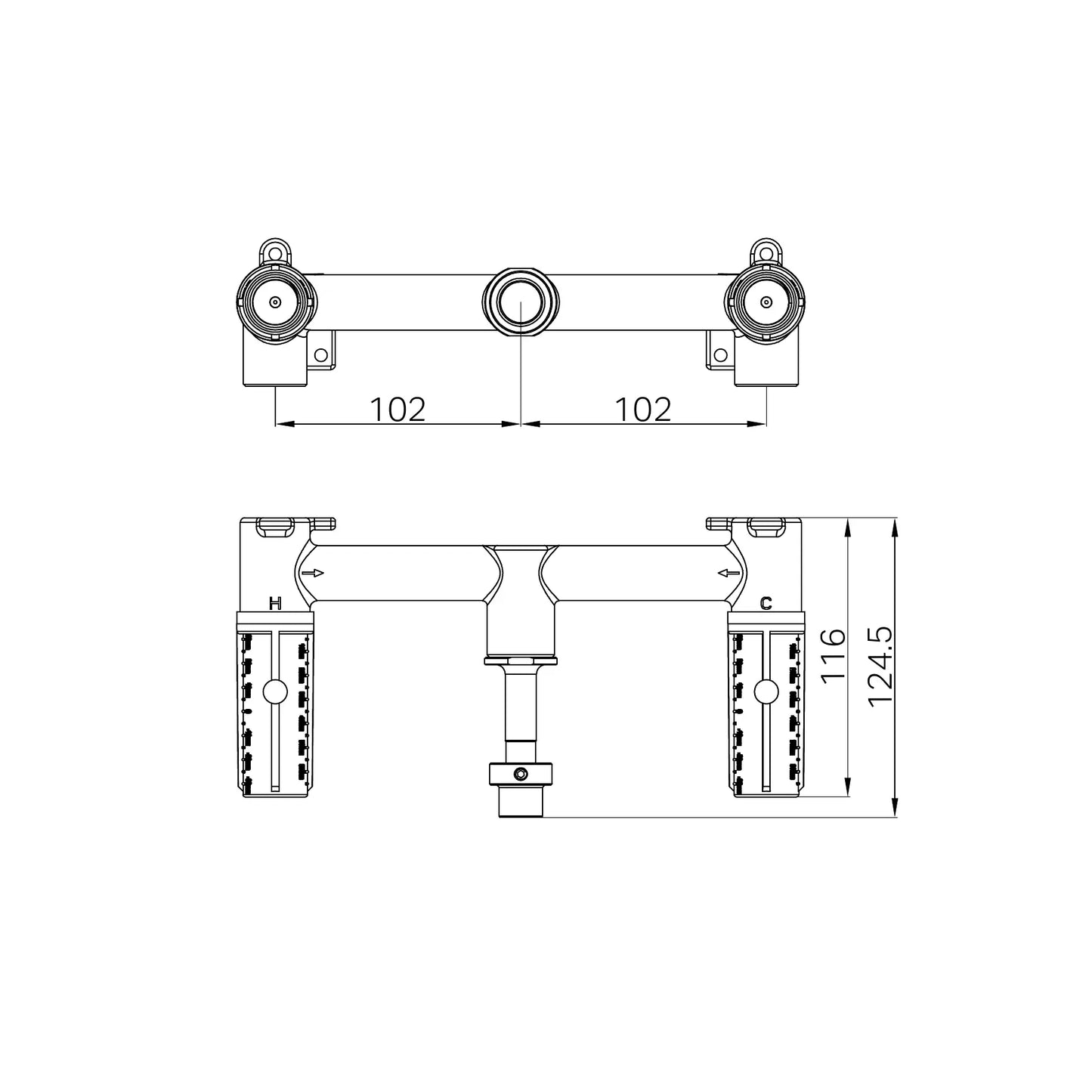 Mecca Lever Wall Basin/Bath Set Body Only