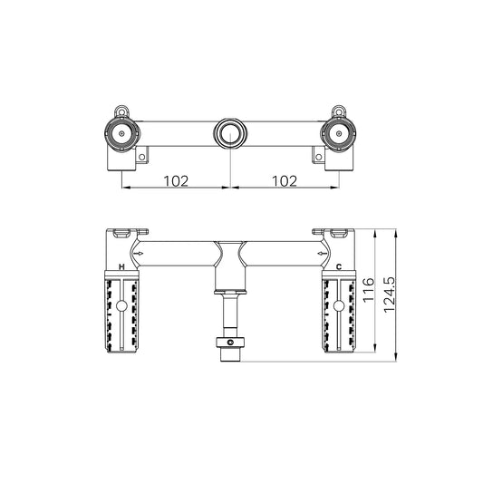 Mecca Lever Wall Basin/Bath Set Body Only