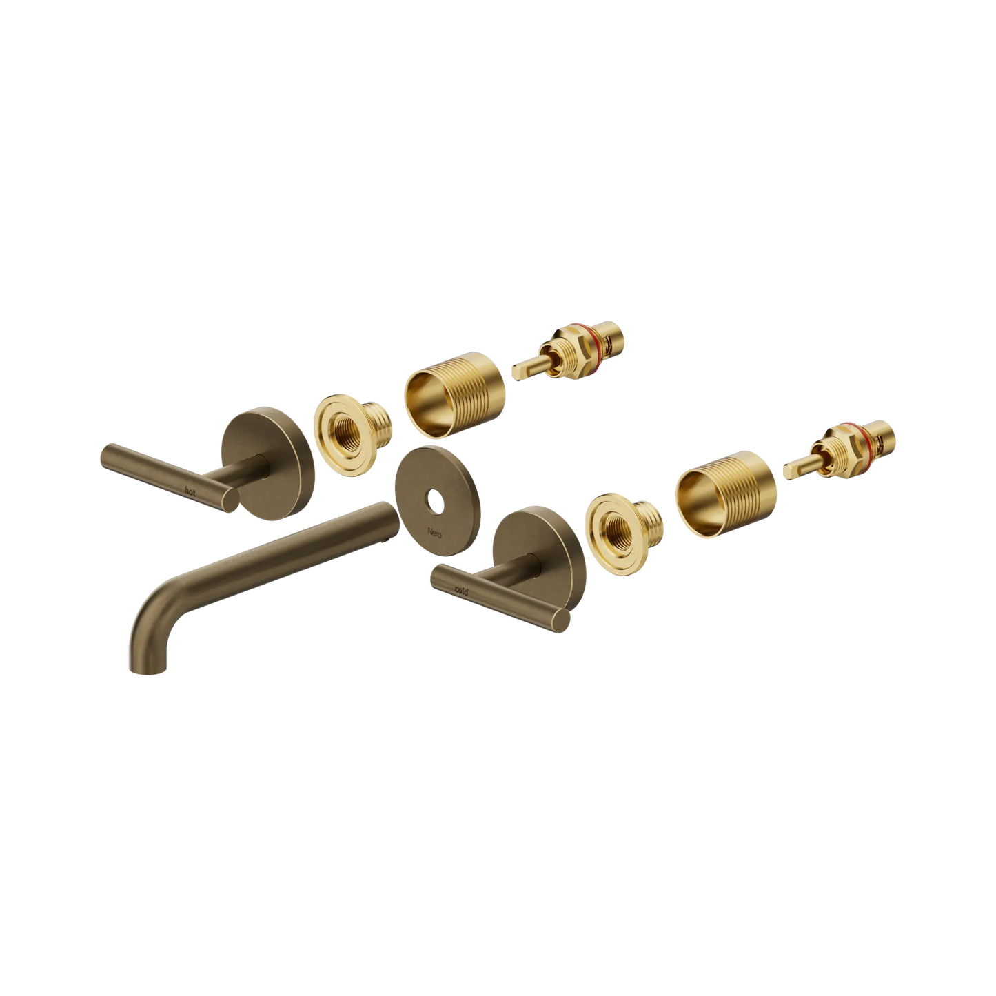 Mecca Lever Wall Basin/Bath Set 185/220mm Spout Trim Kit Only Tumbled Antique Brass
