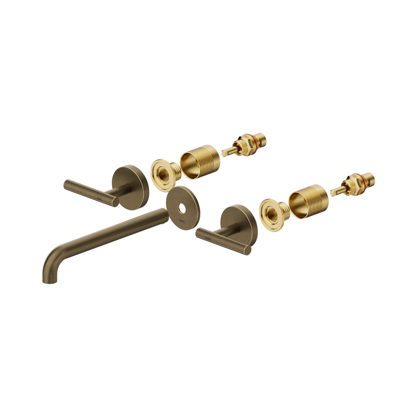 Mecca Lever Wall Basin/Bath Set 185/220mm Spout Trim Kit Only Tumbled Antique Brass