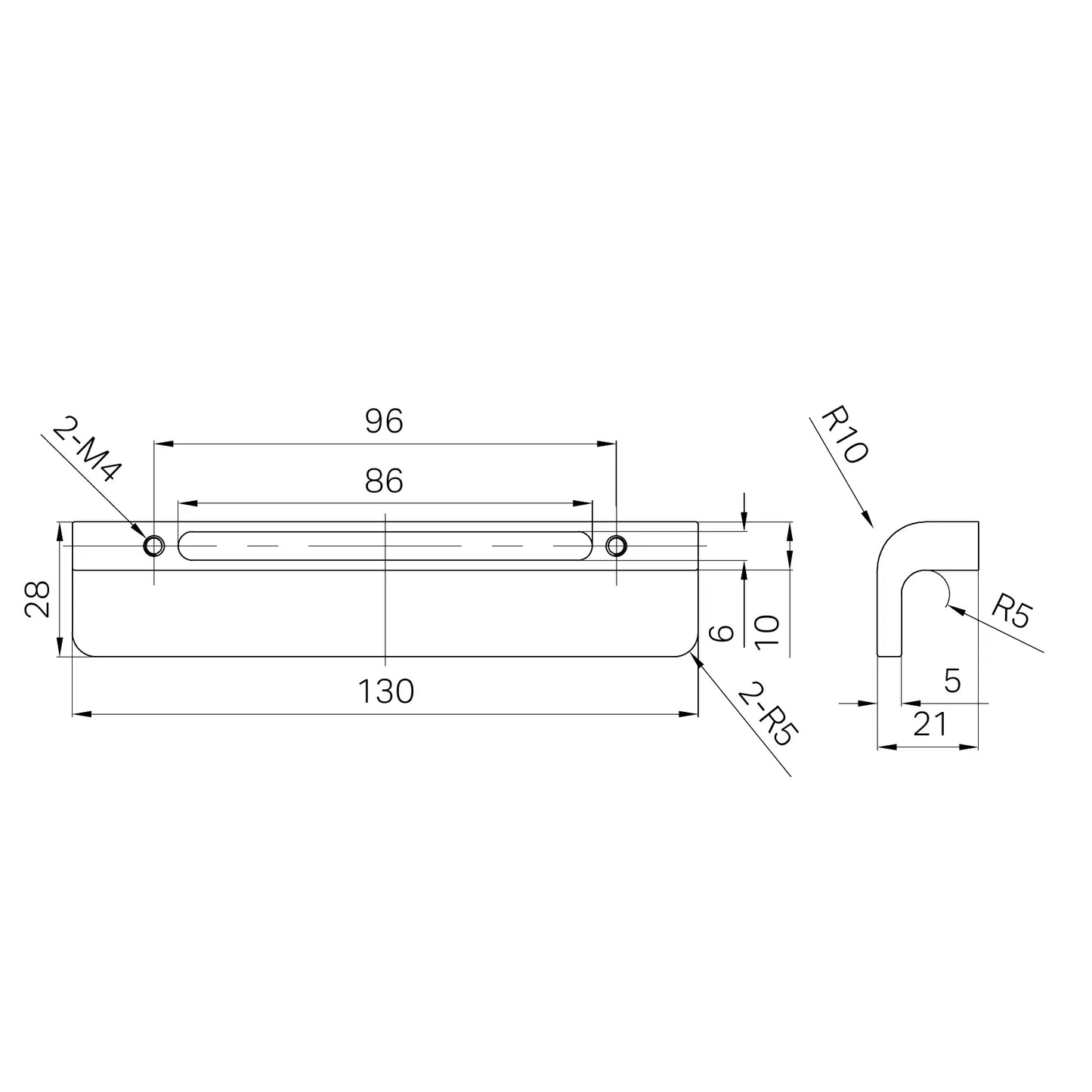 Bianca Pull Handle 130mm