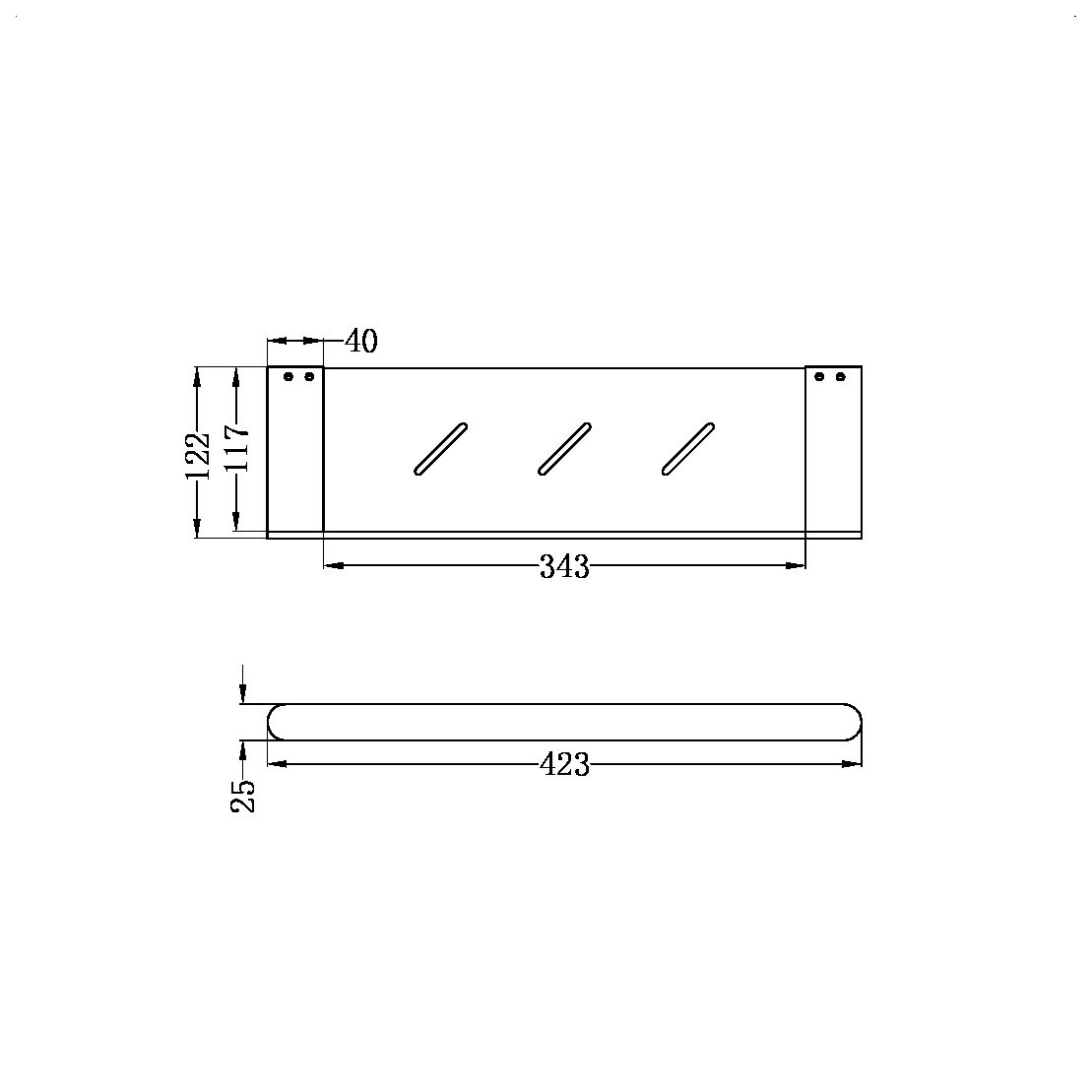 BIANCA METAL SHOWER SHELF GUN METAL GREY