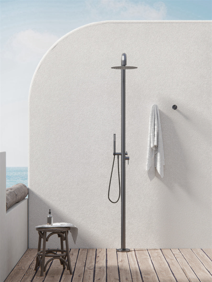 ZEN SS316L OUTDOOR FREESTANDING SHOWER COLUMN GRAPHITE