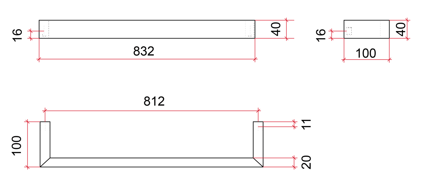 DSS8BR Brushed Square Single Bar Heated Towel Rail