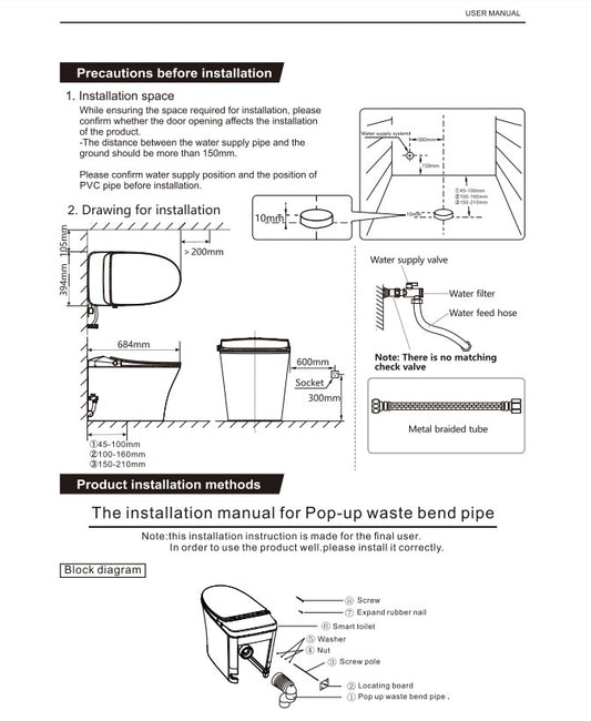 Lesbos Back to Wall Smart Toilet LK-LS318SMWFP