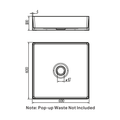 OPAL SQUARE 400MM STAINLESS STEEL BASIN GRAPHITE