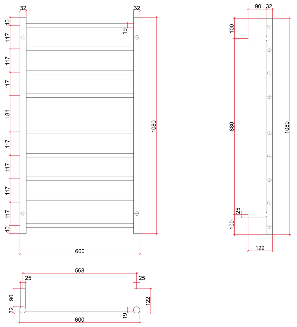 BS46M Straight Round Polished Budget Ladder Heated Towel Rail