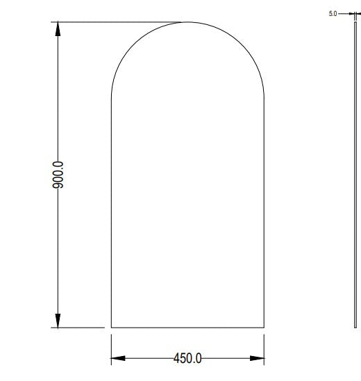 Arco Plain Mirror Pencil Edge LK-PM6090/LK-PMAR4590 — LED & Demister Mirrors, Arch