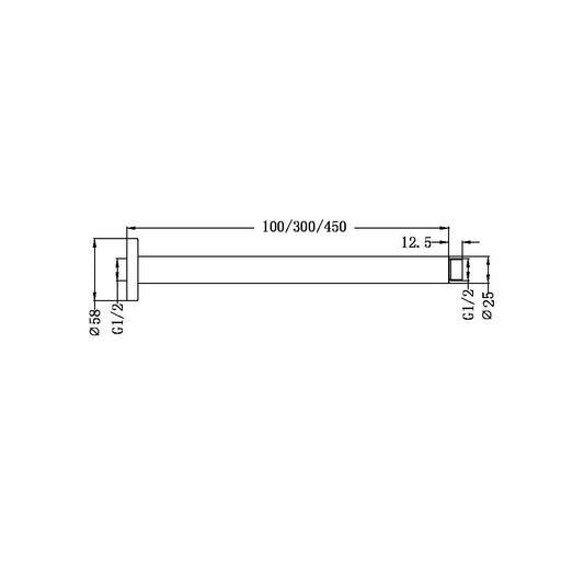 ROUND CEILING ARM 100/300/450MM LENGTH MATTE BLACK