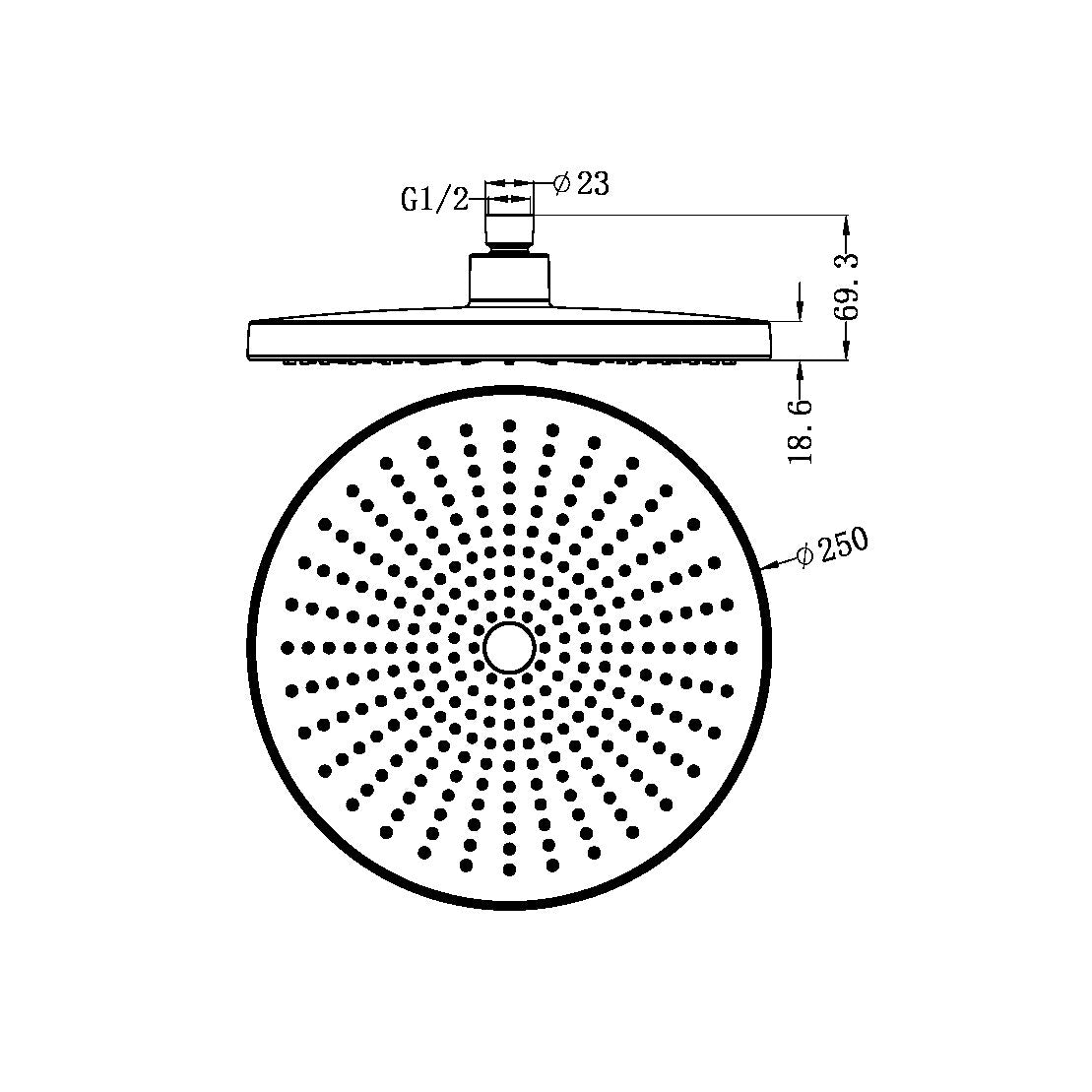 OPAL 250MM SHOWER HEAD CHROME (NR508079CH) BRUSHED NICKEL