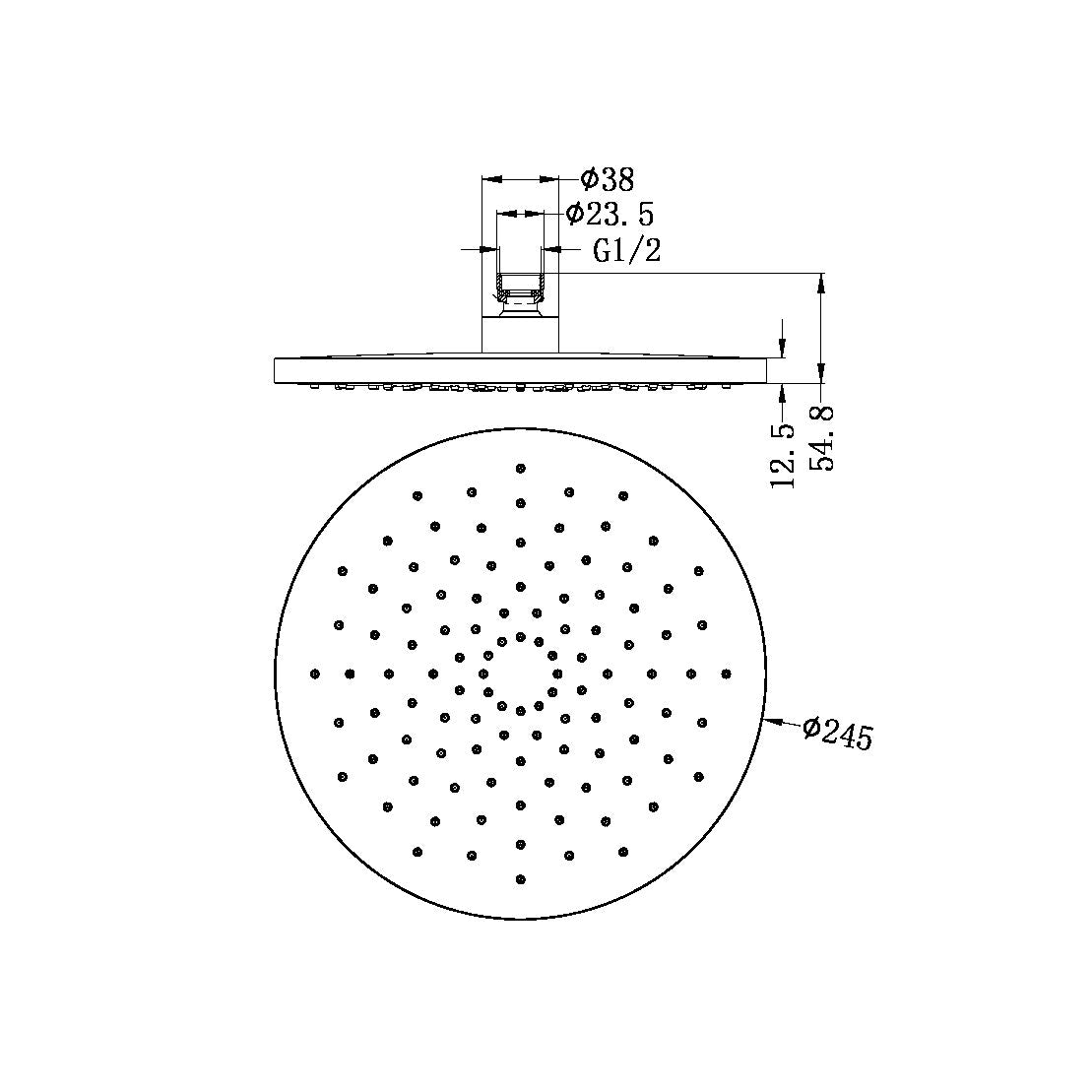 250MM ABS ROUND SHOWER HEAD MATTE BLACK
