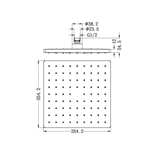 250MM ABS SQUARE SHOWER HEAD MATTE BLACK