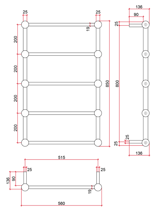 SB34M Straight Round Heritage Ladder Polished Heated Towel Rail