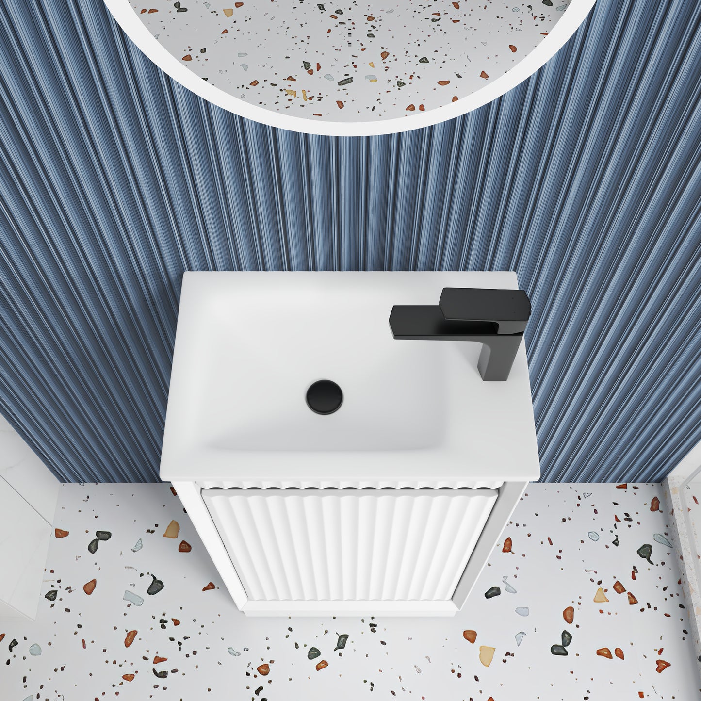 Mini Ravia Fluted Floor Standing Matte White Cabinet