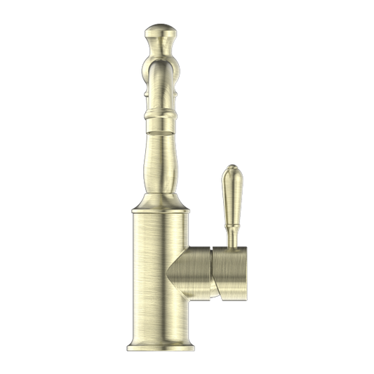YORK BASIN MIXER WITH METAL LEVER AGED BRASS